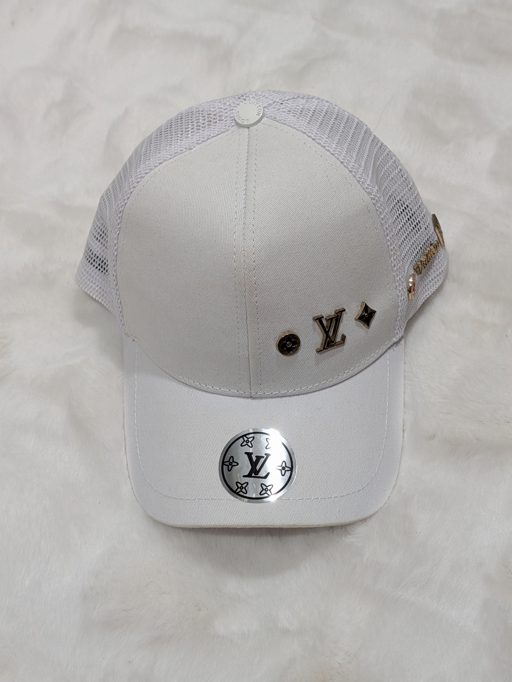 Louis Vuitton White Mesh Logo Baseball Cap